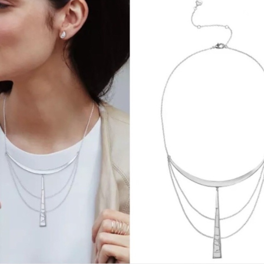 Stella & Dot | Reversible Silver + White Howlite Swag Necklace - Picture 3 of 8